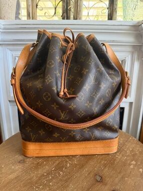 Louis Vuitton Noe GM Monogram Drawstring Bucket Bag in Brown and Tan
